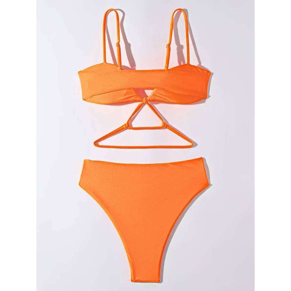 V Neck Wrinkled Stain Bikinis Female Swimsuit High Waist Women Swimwear Two-pieces Bikini Set Bather Bathing Suit Swim Z260301