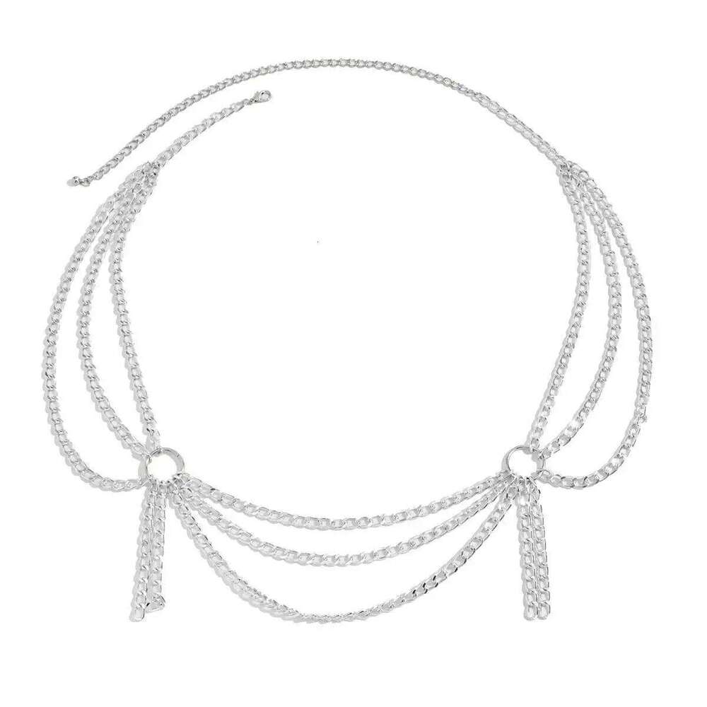 IngeSight.Z HipHop Punk Multilayer Silver Color Tassel Chain Waist Belt Women Trend Metal Waistband Clothing Jewelry Accessories H260228