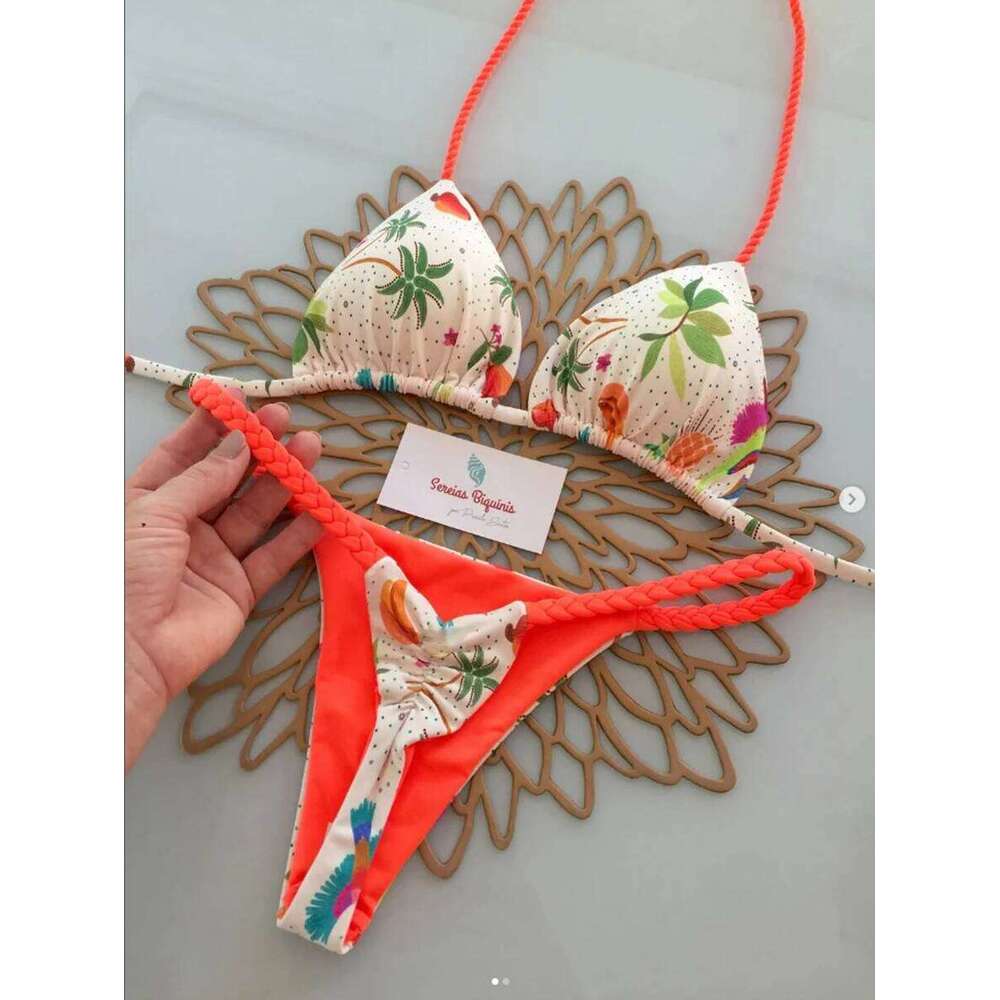 Micro Bikinis 2026 Push Up Women Swimsuits Sexy Swimwear Brazilian Bikini Set Lace-up Biquini Swimsuit Print Summer Beachwear Z260301