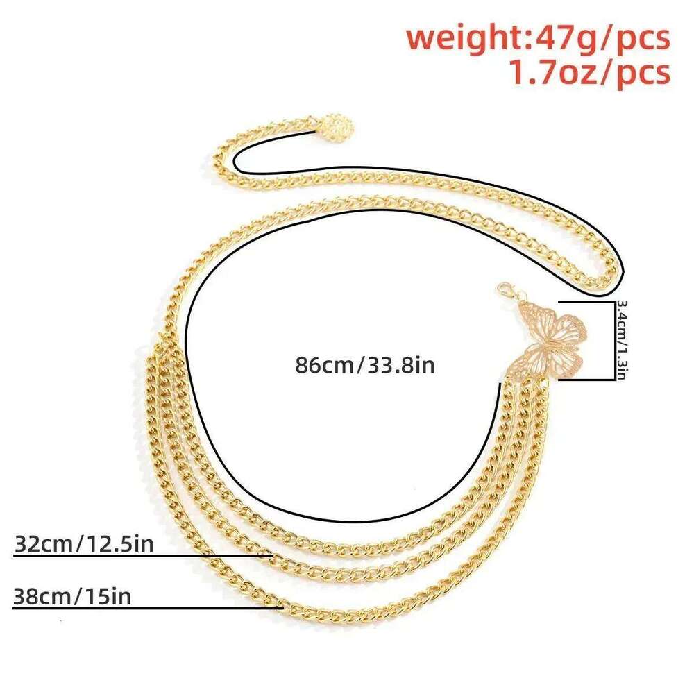 Hip Hop Retro Tassel Waist Female Creative Hollow Butterfly Flower Plate Summer Versatile Body Chain H260228