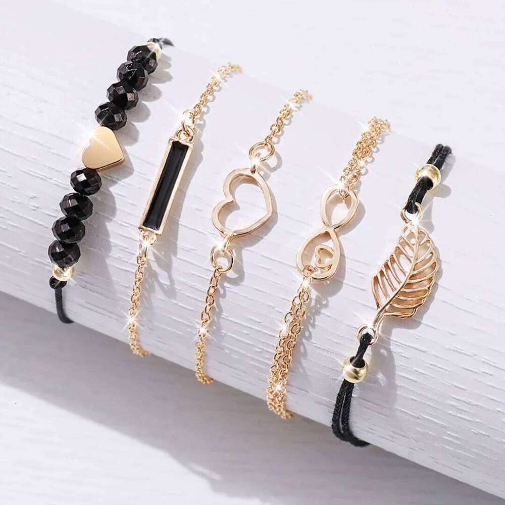 6PCS/Set Women's Casual Flower Quartz Analog PU Leather Wrist & s H260228