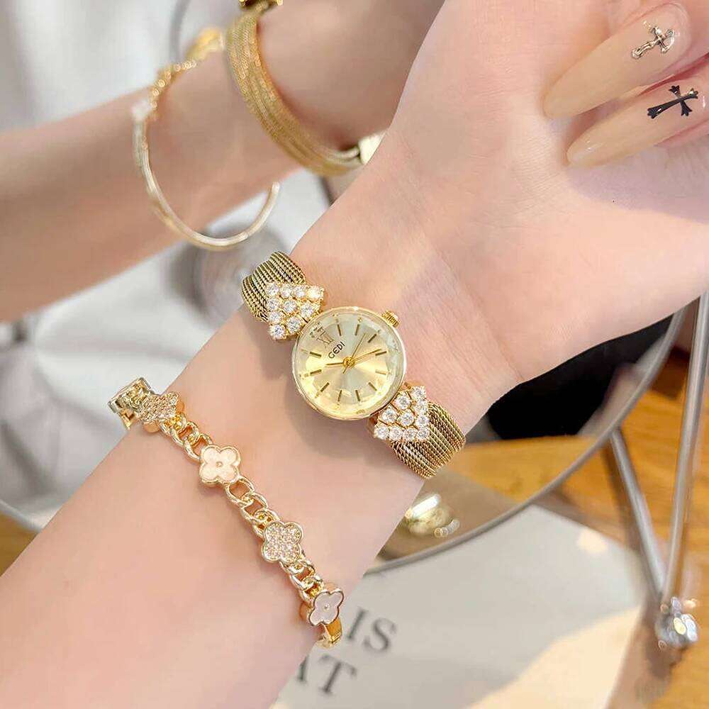 GEDI Elegant Ladies Diamond Mesh Strap Small Dial Waterproof Original Quartz Fashion Women's Dress Wrist Gift H260228