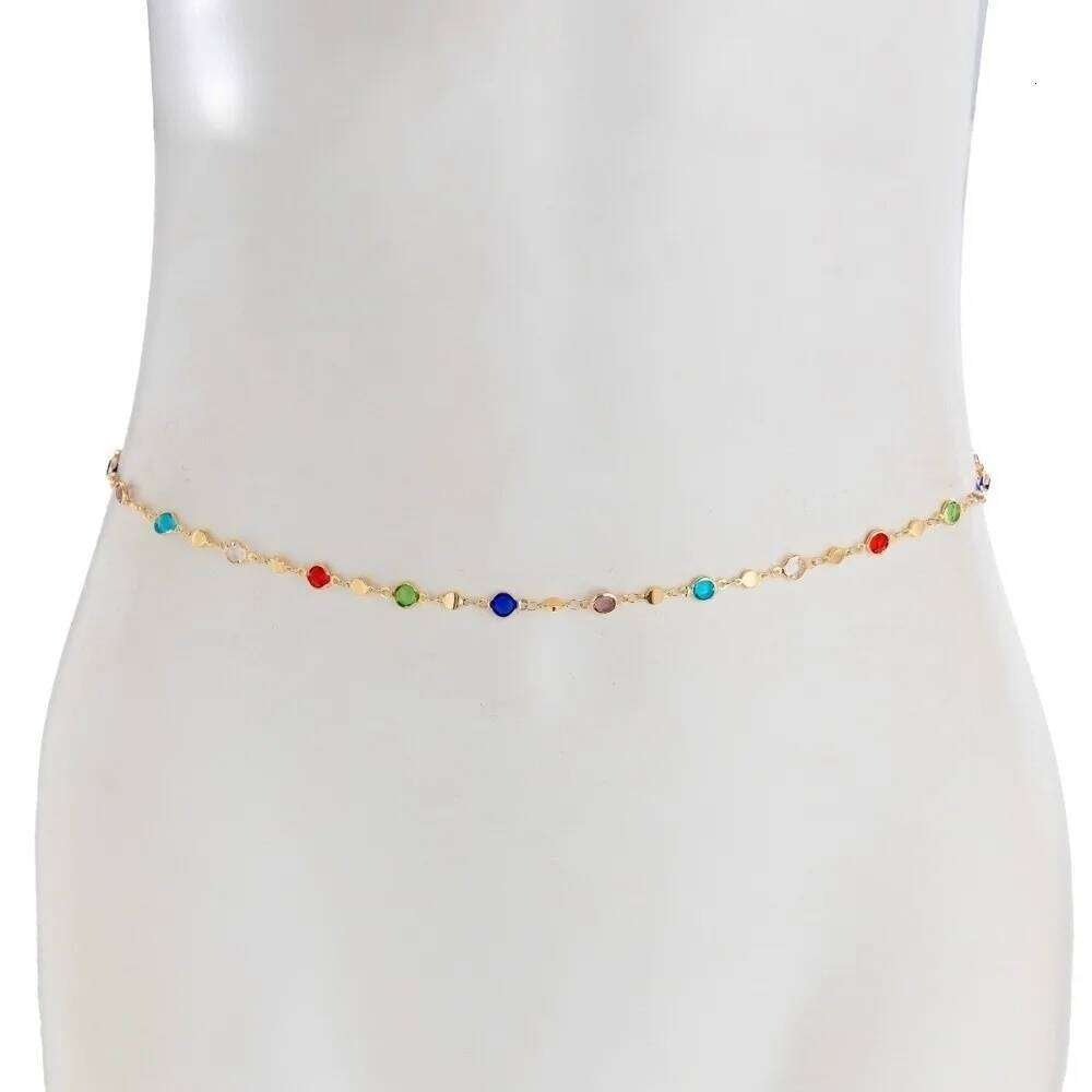 Sexy Elegant Belly Crystal adjustable Body Colorful Waist Chain for Women H260228