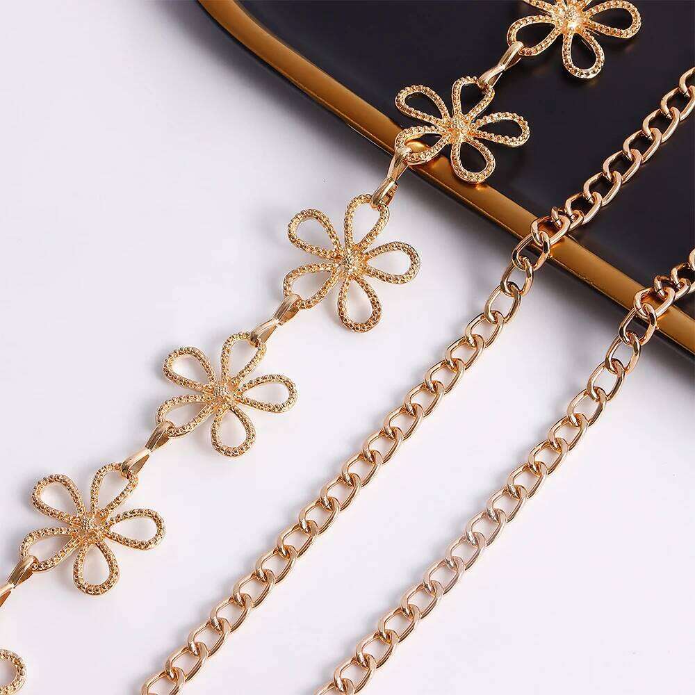 Punk Vintage Metal Flower Waist Chain for Women Summer Beach Bikini Belly Belt Y2K Jewelry Accessories H260228
