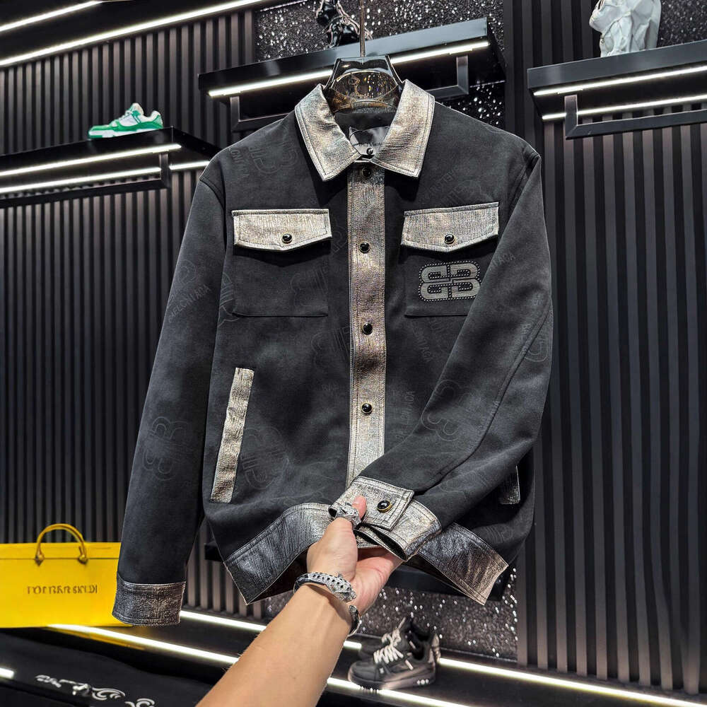 2026 New European Style High - End Light Luxury Casual Men's Letter Print Beaded Jacket