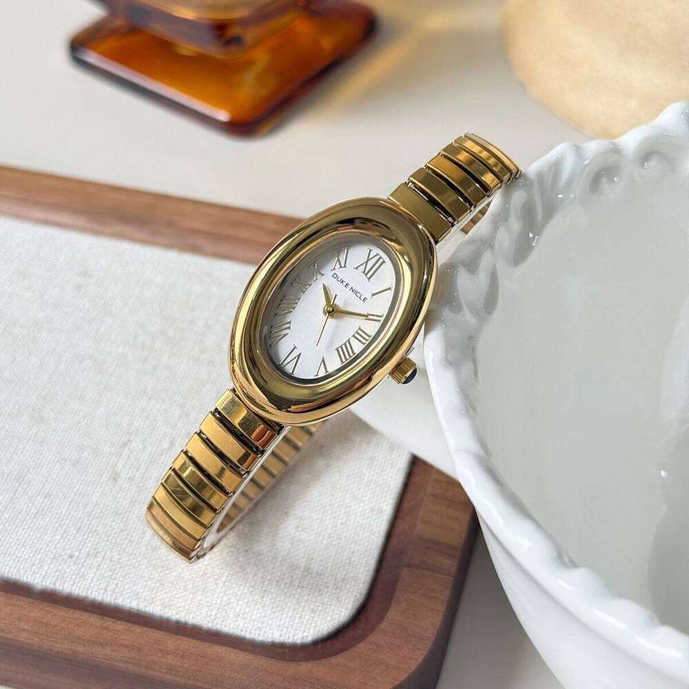 Hot Sale Ladies Gold Silver Quartz Female Stainless Steel Elastic Strap Wstches Clock Oval Dial Wrist Reloj Mujer H260228
