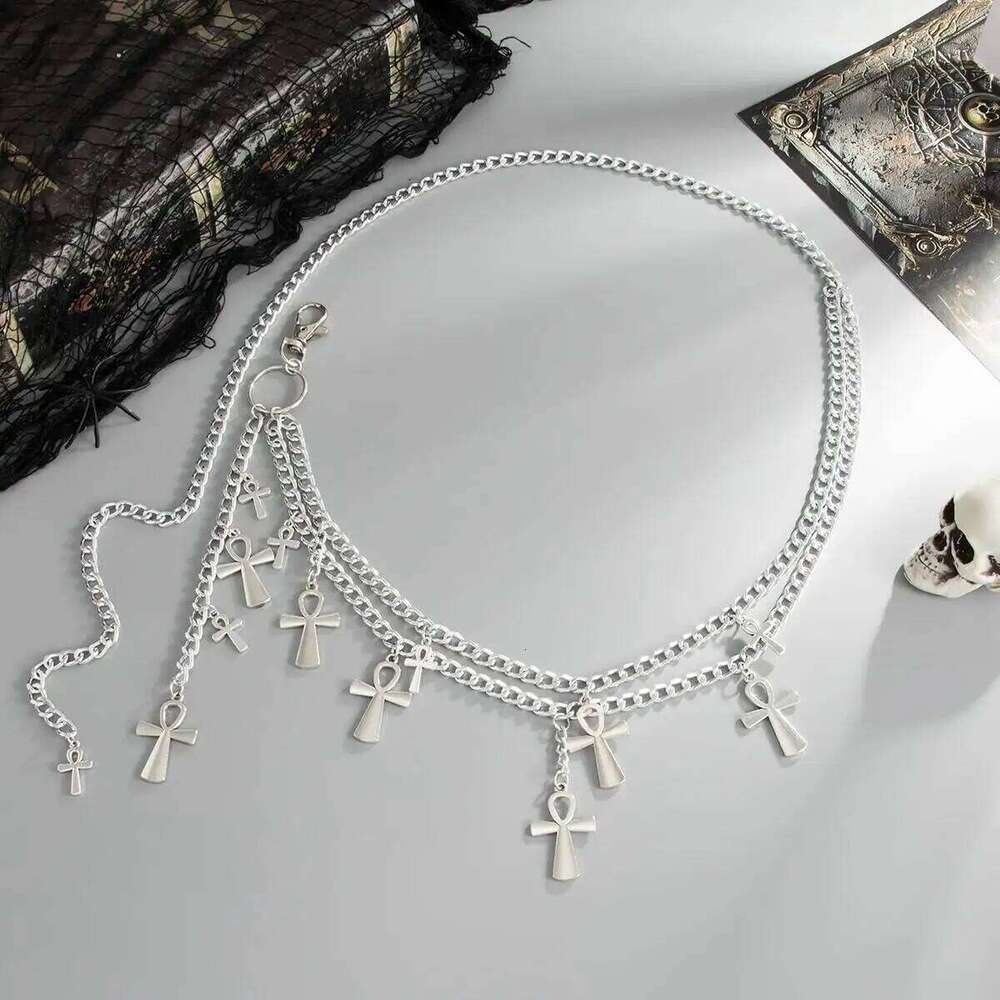 IngeSight.Z Punk Multilayer Cross Tassel Pendant Belly Waist Women HipHop Sexy Decoration Belt Dress Body Chain Jewelry H260228