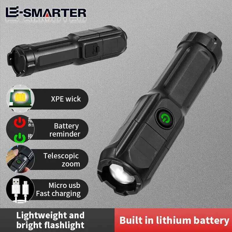 High Power LED Telescopic Zoom Flashlights USB Rechargeable Torch Built-in 18650 Waterproof Fishing HuntingTactical Flashlight Z260301