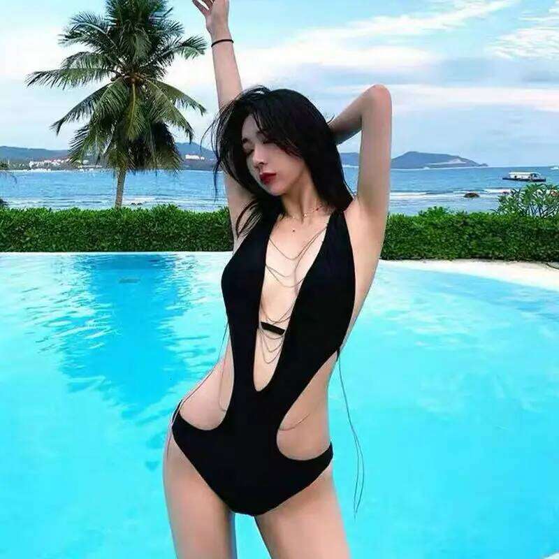 Swimsuit Female One-piece Sexy Backless Black Deep V Slimming Beach Resort Spa Bikini Swimming Women Swimwear Dropshipping Z260301