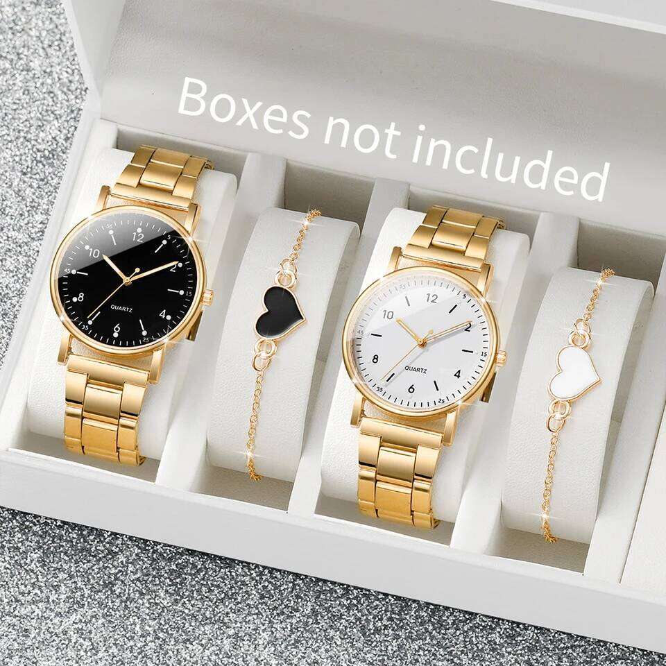 2/4PCS Fashion Arabic Dial Women es Simple Quaretz Wrist with s Set Reloj MujerWithout Box H260228