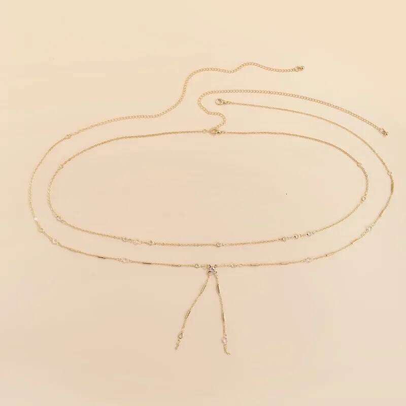 Women's Fashion Double Versatile Trouser Body Imitation Crystal Adjustable Spice Girl Waist Chain H260228