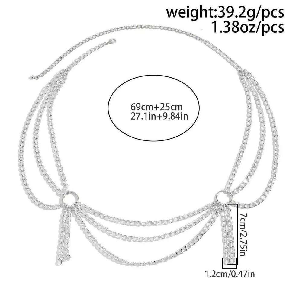 IngeSight.Z HipHop Punk Multilayer Silver Color Tassel Chain Waist Belt Women Trend Metal Waistband Clothing Jewelry Accessories H260228