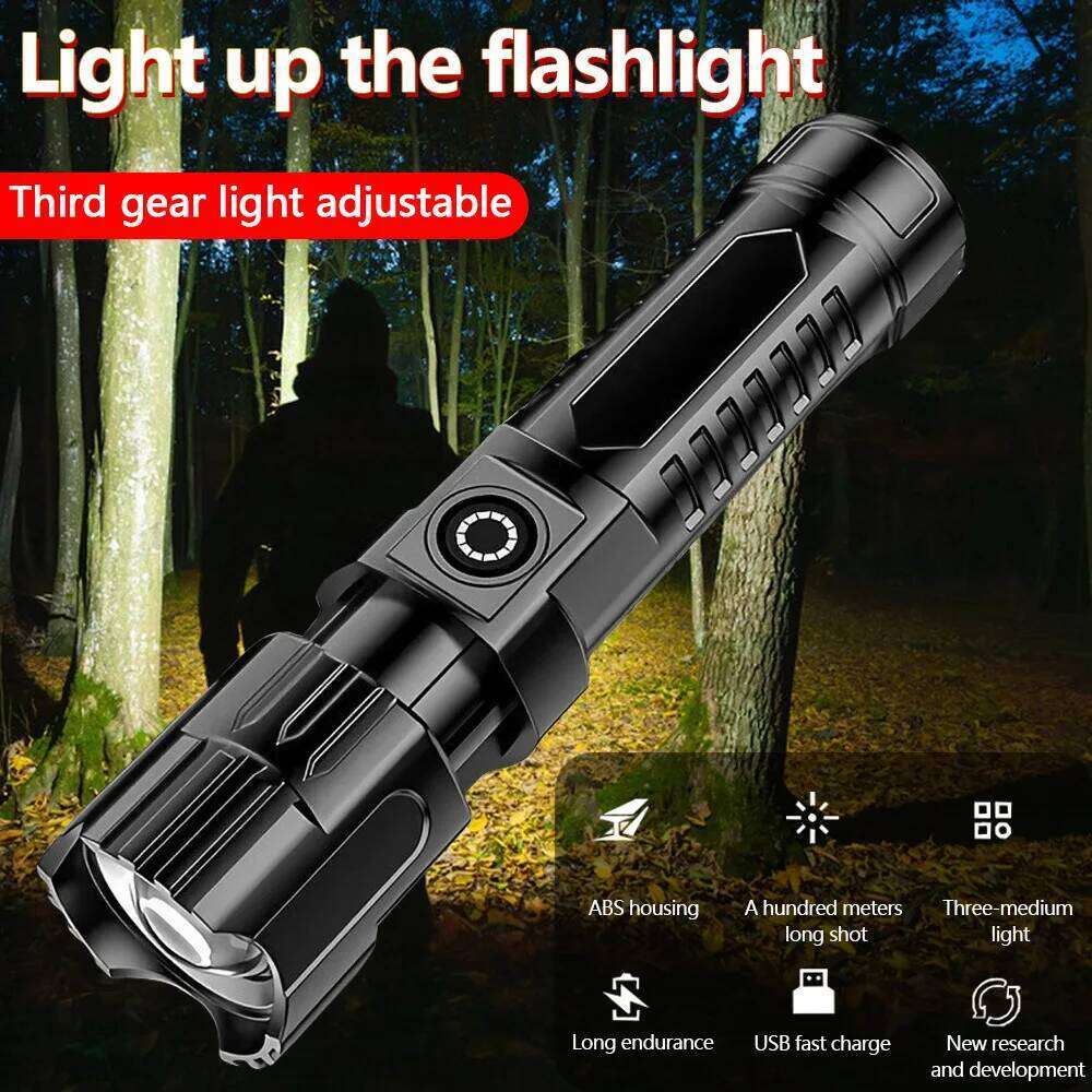 Hot Sale Portable Outdoor Bright Light Telescopic Zoom Abs Plastic Body Usb Rechargeable Led Torches Lights Tactical Flashlights Z260301
