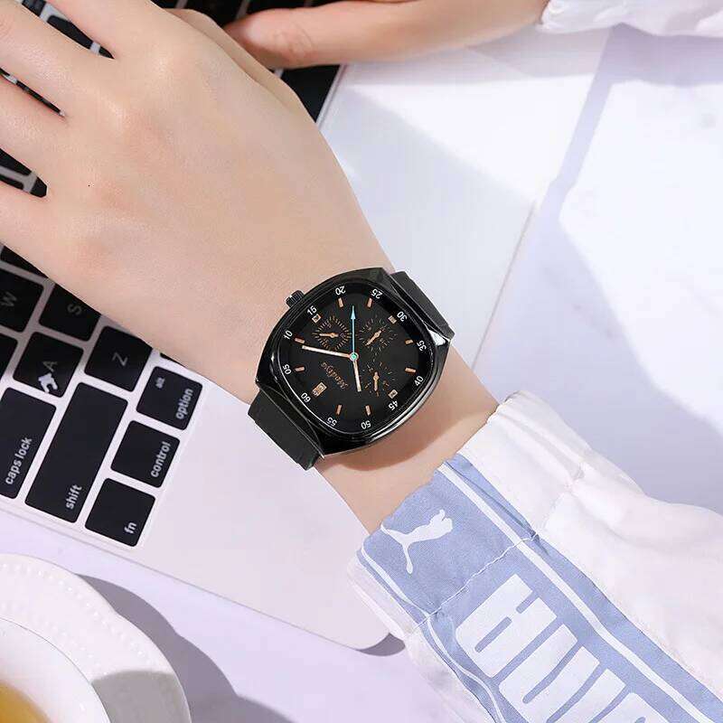 Fashion Large Dial Quartz Casual Silicone Strap Women es Waterproof Couple Wrist Relojes Para Mujer H260228