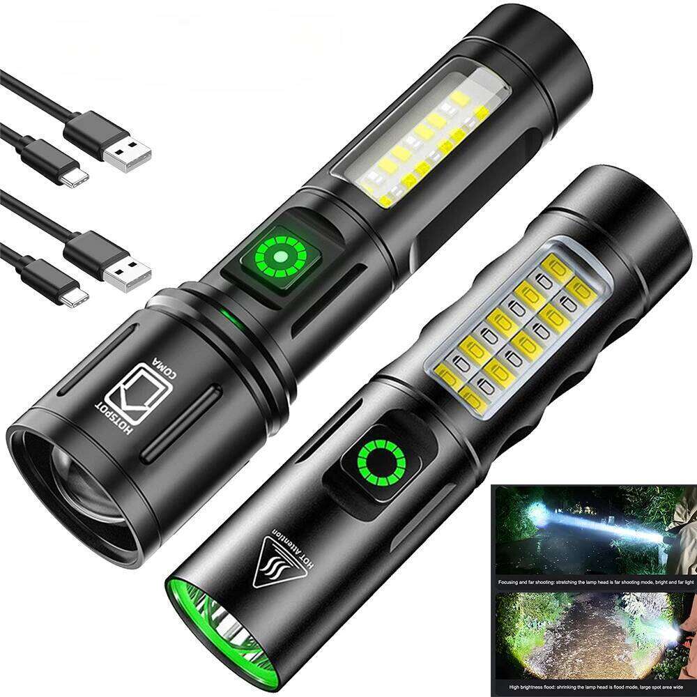 LED+COB super bright 500 lumens war type retractable flashlight aluminum alloy rechargeable outdoor camping adventure Z260301