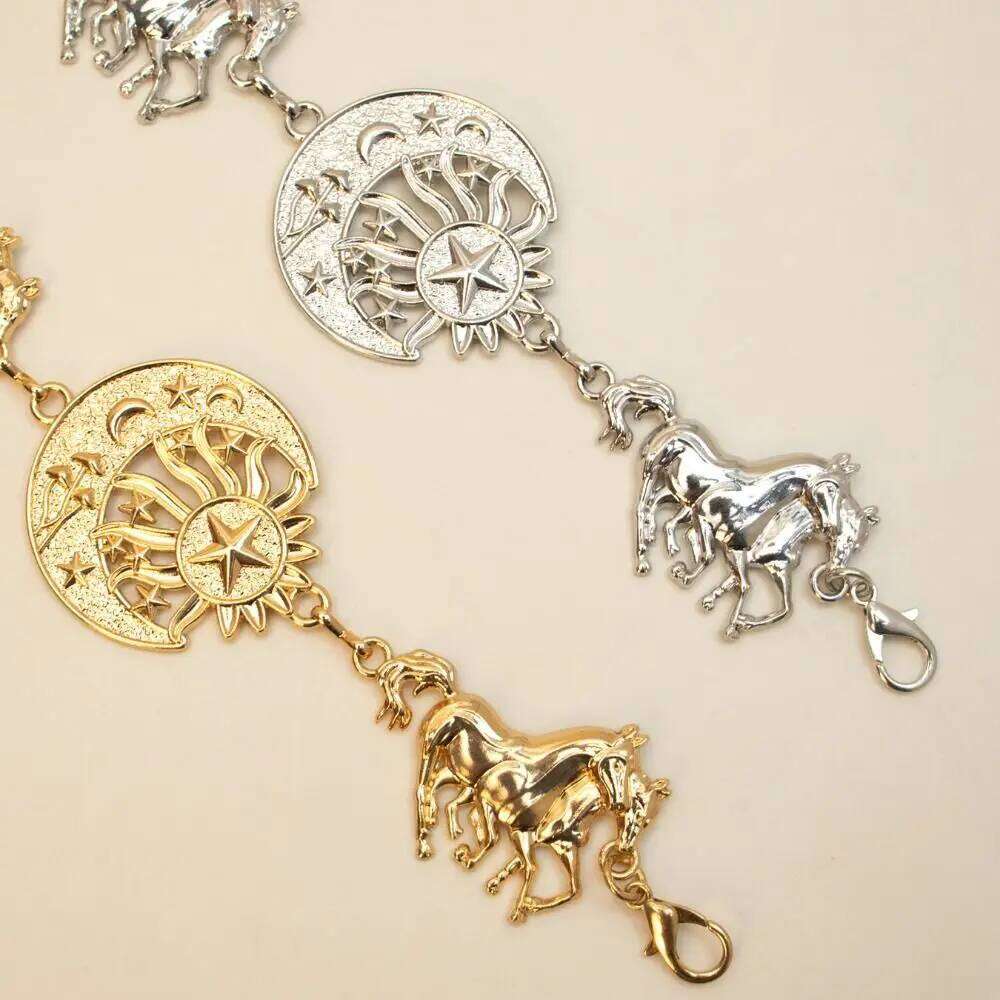 Horse Moon Star Waist Vintage Metal Woman Chain Belt Gold Silver Hip Hop Dress Cummerbands Clothing Accessories H260228