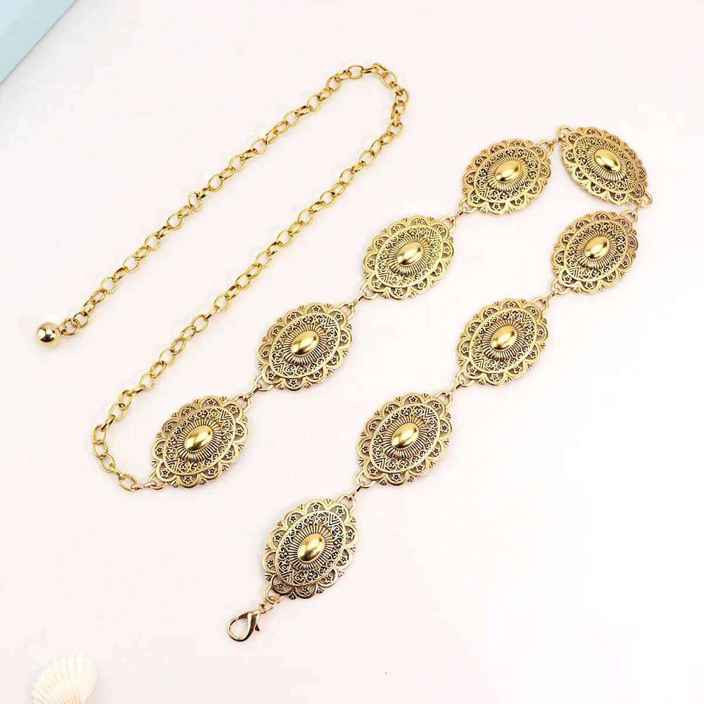 Vintage Engraved Metal Chain Versatile Elegant Women Dress Cincher Fashion Temperament Waist Accessories H260228