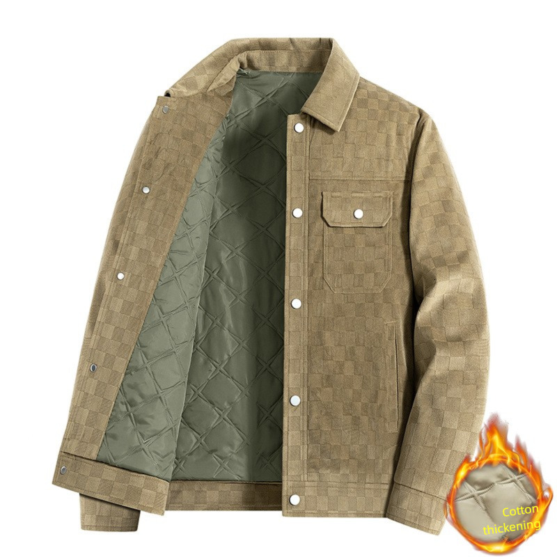 2026 New Design Luxury Brand Men's High-quality Artificial Leather Check Pattern Jacket For Business And Casual Wear Comfortable And Soft Men