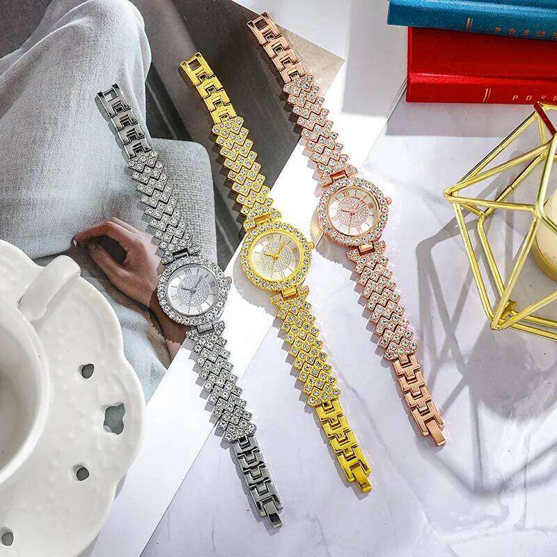 Fashion Rhinestone Women's Roma Scale Dial Quartz es Reloj Mujer Relogio Feminino H260228