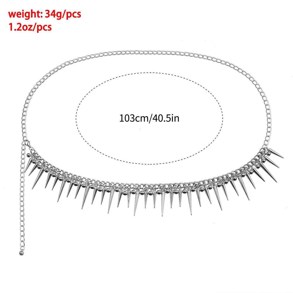 Cross Border Jewelry Personalized Punk Spike Rivet Pendant Waist Fashion Minimalist Versatile Body Chain Belt H260228