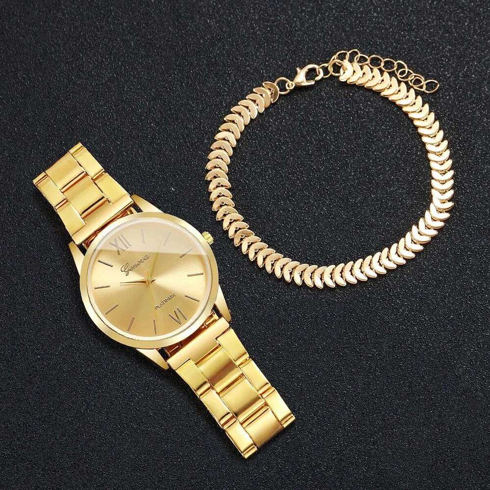 2PCS/Set Women Quartz es Fashion Roma Dial Ladies Wrist Set Reloj Mujer Without Box H260228