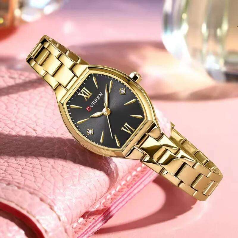 CURREN 9112 Gold Exquisite Women's Stainless Steel Quartz Waterproof reloj mujer H260228
