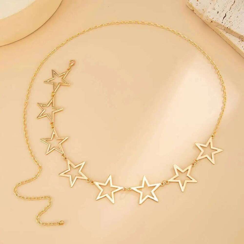 Ingemark Vintage Simple Hollow Out Pentagram Star Belly Waist Chains Women Punk Hip Hop Adjustable Body Accessories New Jewelry H260228
