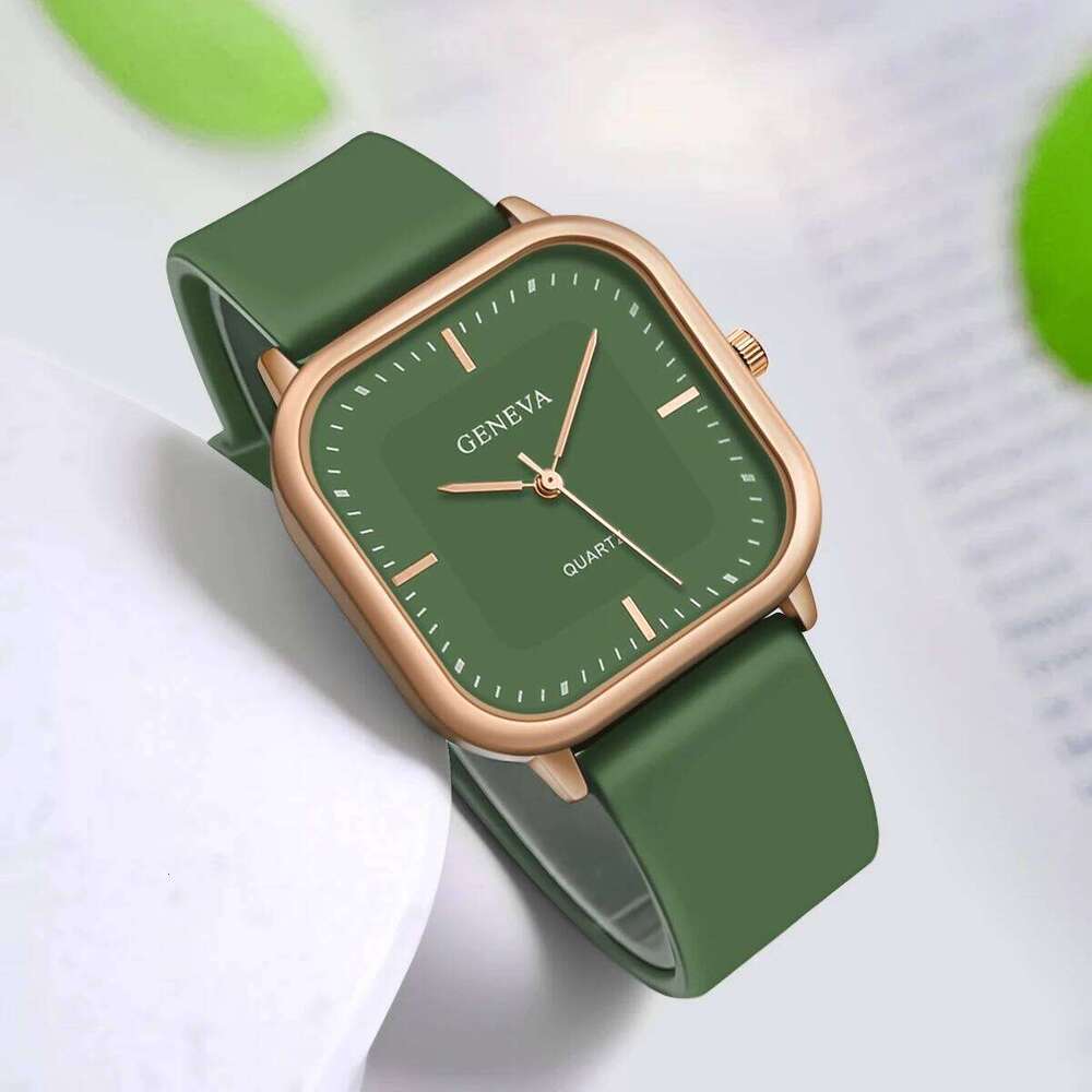 Fashion Women's Casual Elegant Simple Square Quartz Silicone Gift for Men and Women H260228