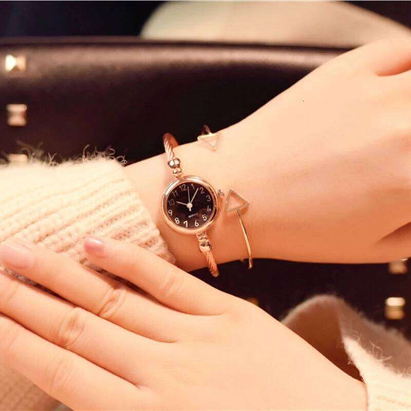 YIKAZE Women es Small Gold Bangle Stainless Steel Retro Ladies Quartz Wrist Clock Fashion Dress H260228