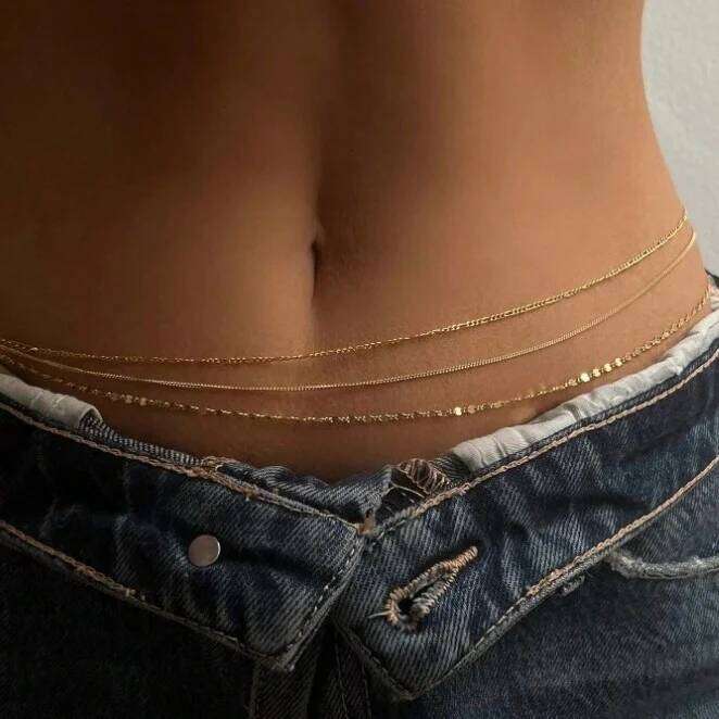 3 Pcs Sexy Multilayer Bikini Summer Belly For Women Fashion Sliver Color Waist Chain Body Jewelry Female Beach Accessories H260228