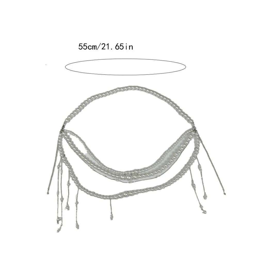 Retro Elegant Multilayer Pearl Waist Korean Style Belt Y2k Waistband All-match Tassel Sexy Body Chain Gift H260228