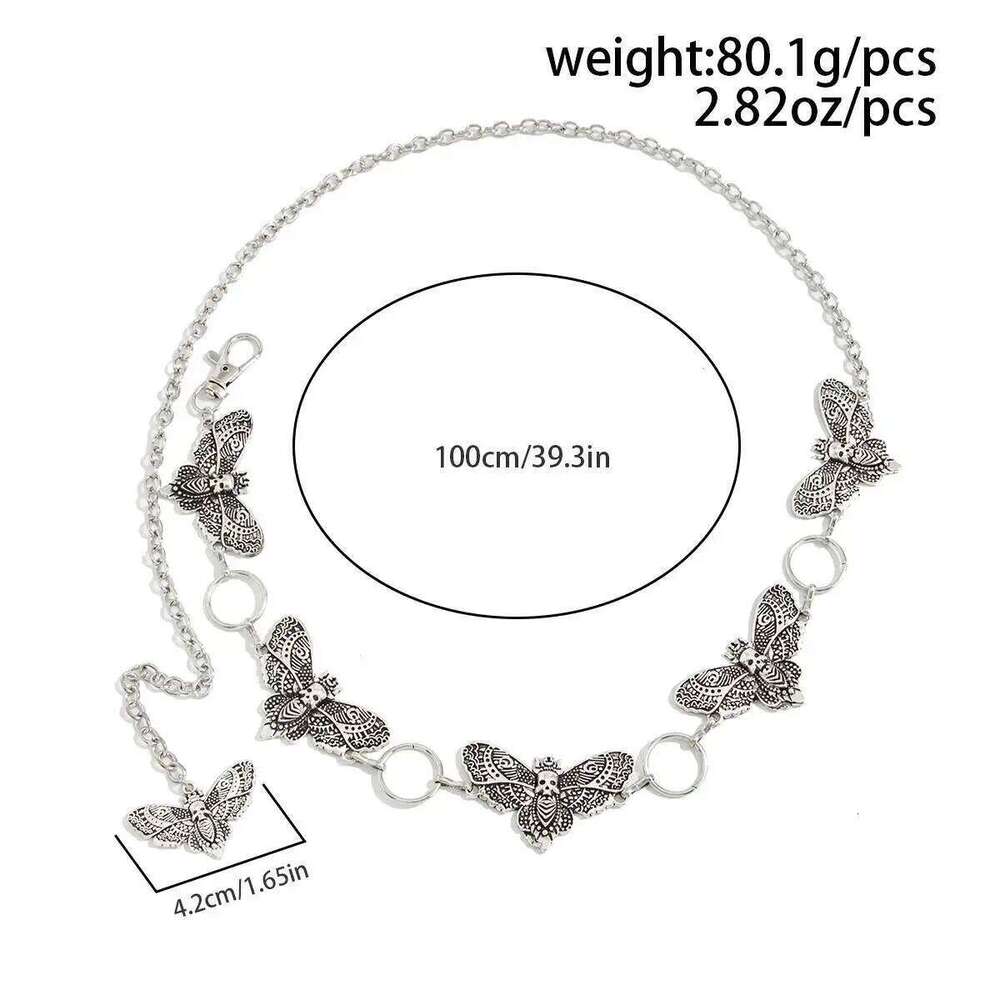 SHIXIN Goth Skull Butterfly Waist Belly for Women Vintage Moth Insect Metal Belt Body Chain Halloween Jewelry Accessories H260228