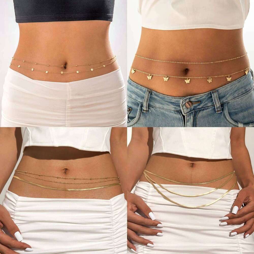 waist chainFashionable and personalized double-layer stacked snake bone chain H260228