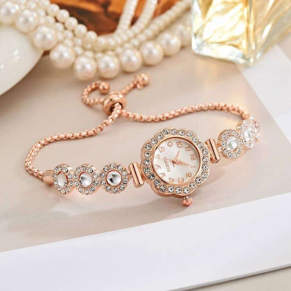 Elegant Rhinestone Strap Women es Fashion Ladies Arabic Dial Analog Quartz Reloj Mujer Without Box H260228