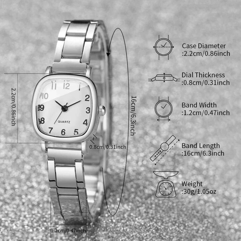 2/4PCS Fashion Square Arabic Dial Women es Ladies Alloy Strap Quartz Wrist With Heart Without Box H260228