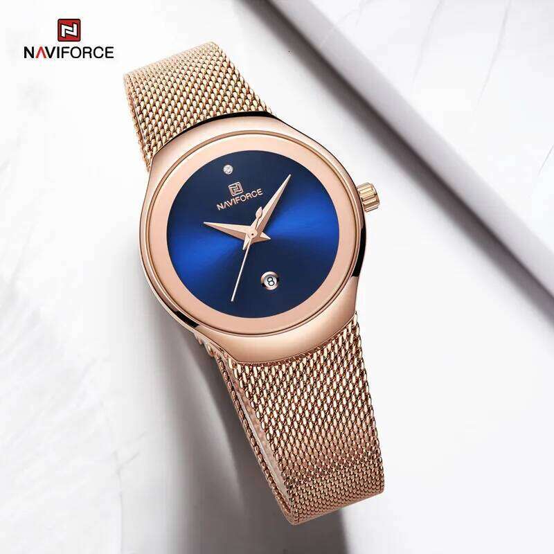 NAVIFORCE Women Waterproof es Dress Quartz Calendar Clock Stainless Steel Elegant Wrist Lady Relogio Feminino H260228