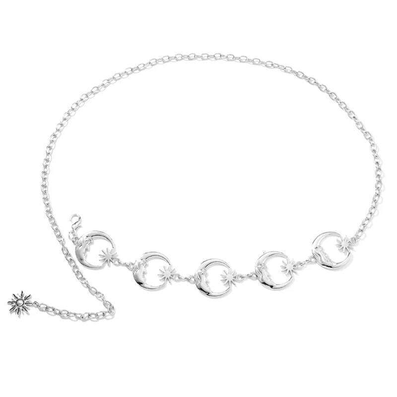 Bohemian Moon Hollow Waist Chain, Y2K Trend Fringe Dress Necklace for Women, Adjustable Body Belt and Bustier Jewelry H260228