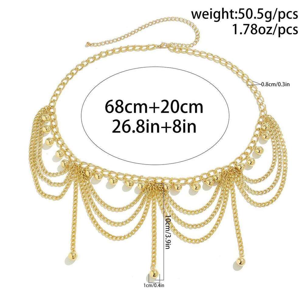 European American Retro Metal Heart Pendant Tassel Waist Women Sexy Fashion Body Chain Gothic Jewelry Accessory H260228