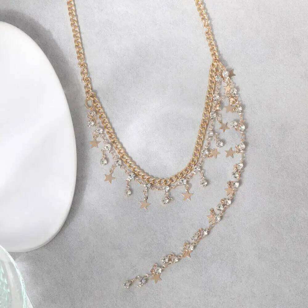 Chain Waist Luxury Sexy Rhinestone Star Tassel Pendant Summer Bikini Rave Body Jewelry H260228