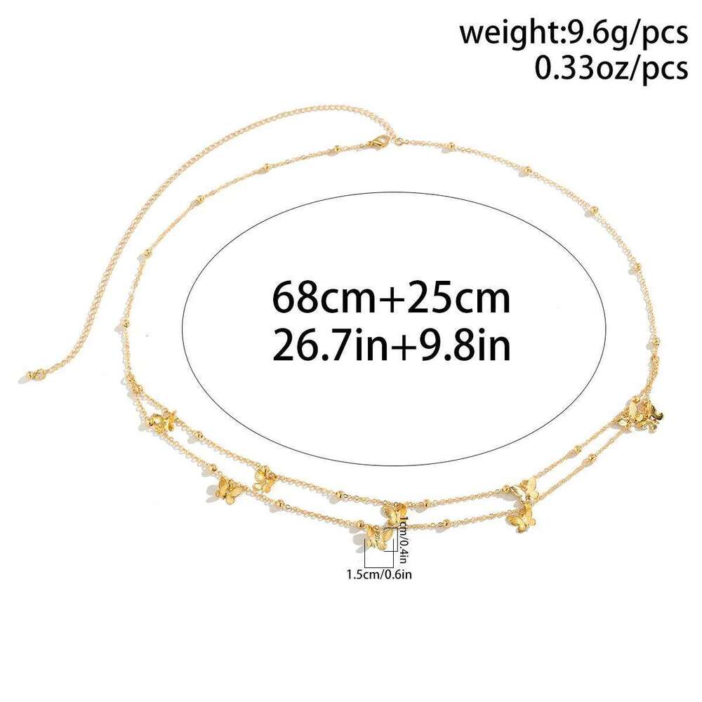 Boho Cute Butterfly Tassel Pendant Waist 2025 Simple Gold Color Metal Bead Body Chain Girl Fashion Jewelry H260228