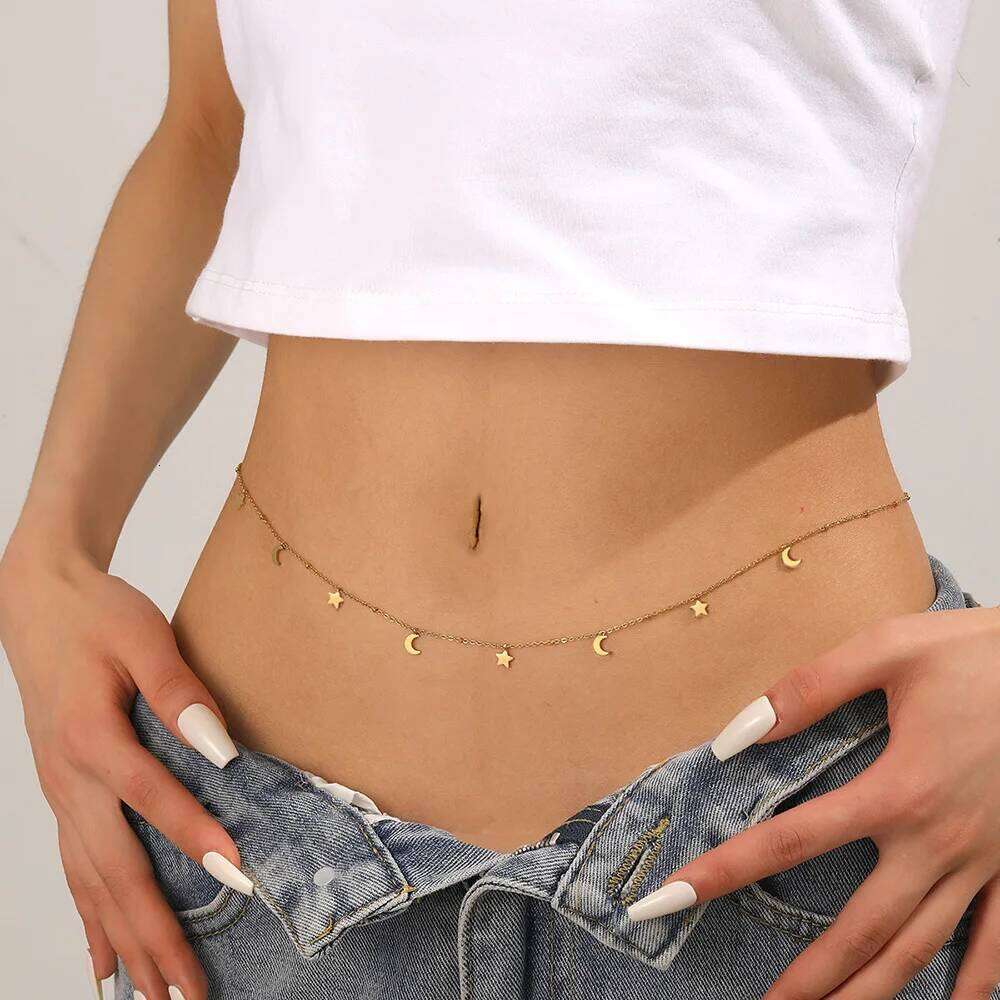 simple multiple fashion non-fading stainless steel butterfly charms waist chain jewelry women H260228