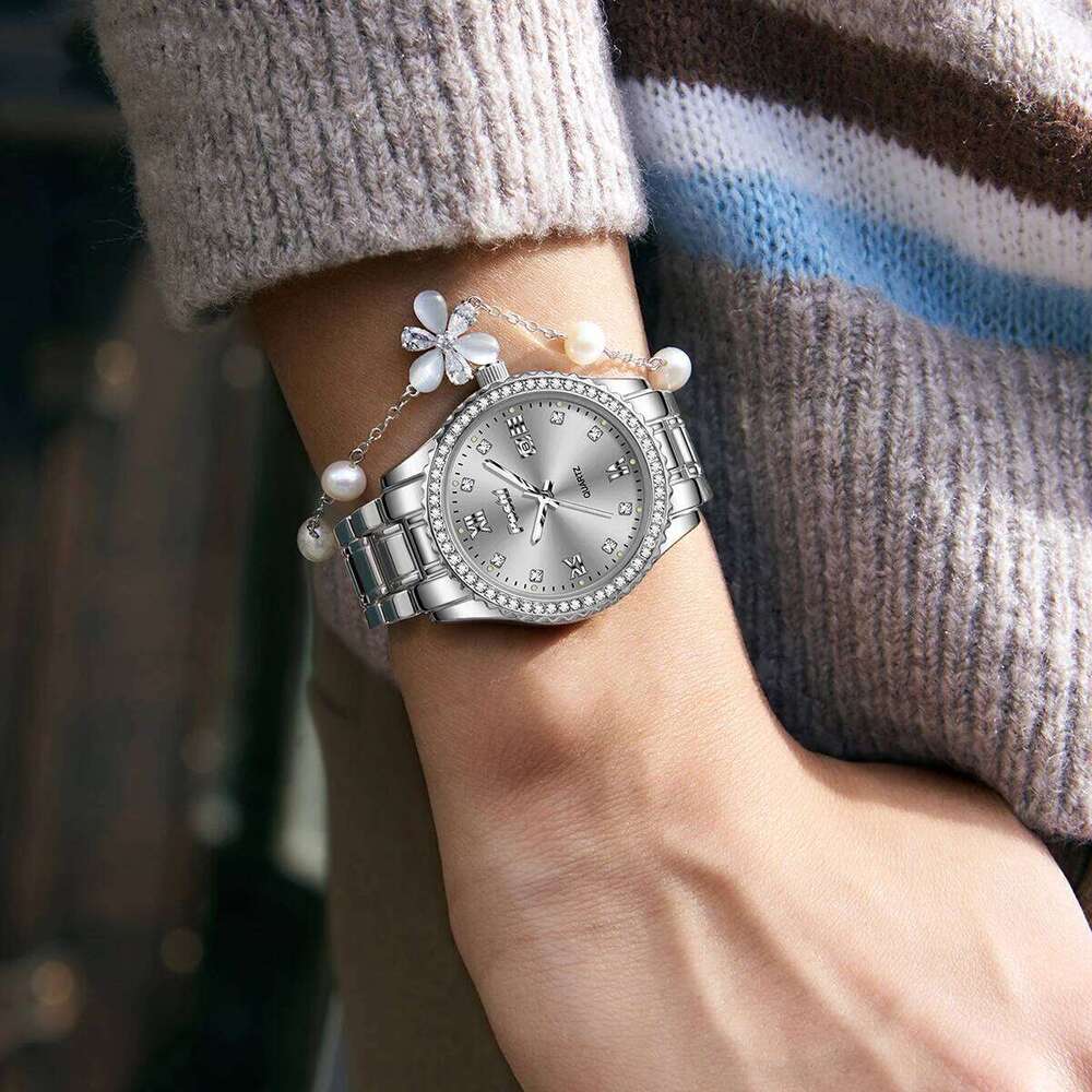 POSHI 990 Women Elegant Business Quartz Wrist Pink Dial Lady Casuan Dress With Date Display Original Clock H260228