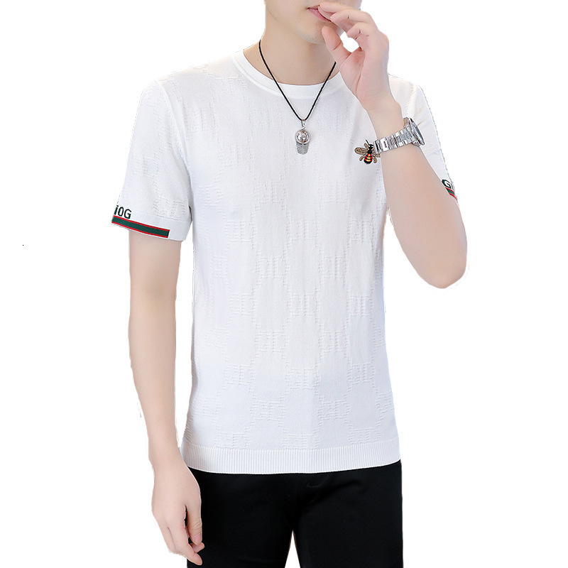 Luxury Luxury Designer Clothes Tiktok Hit Product Ice-Ma Yili Te Short-Sleeve T-Shirt New 2025 Summer Fashion Luxury Slim-Fit High-End Round-Neck T-Sh