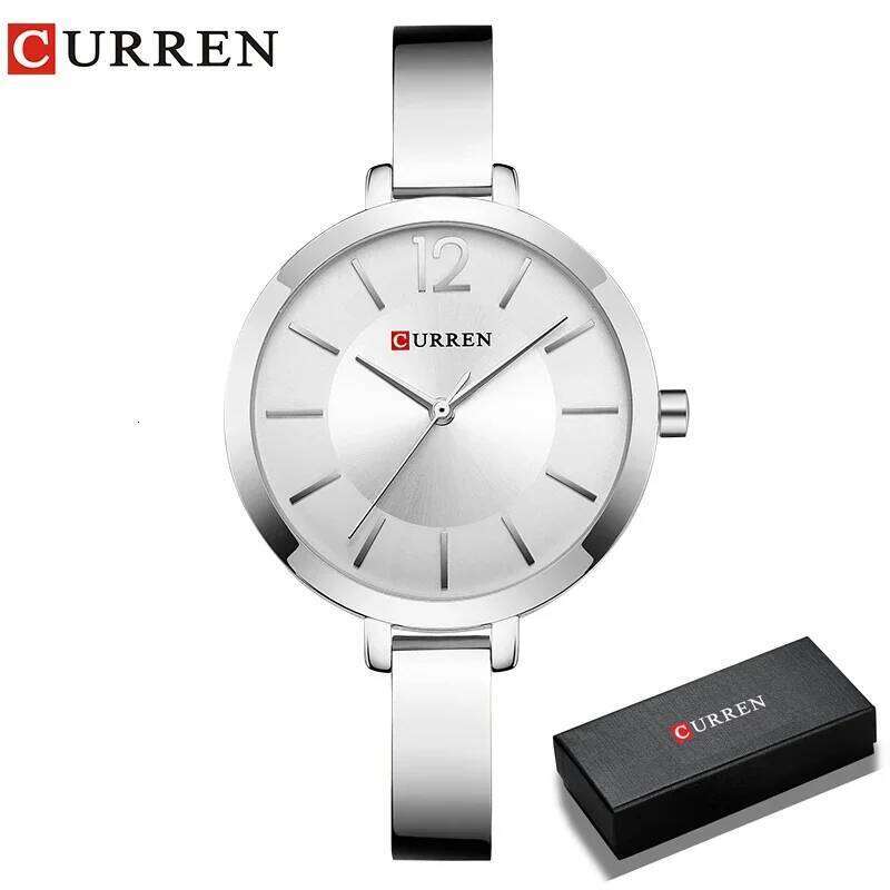 CURREN Silver Women Fashion Ladies Creative Steel Women's Waterproof Quartz es Female Clock H260228