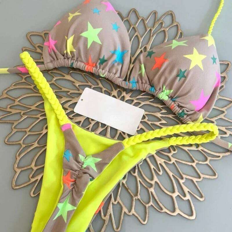 Swimwear Cute Cherry Print Brazilian Bikini Set Sexy Thong Swimsuit Two Pieces Bathing Suit Women Beach Wear Z260301