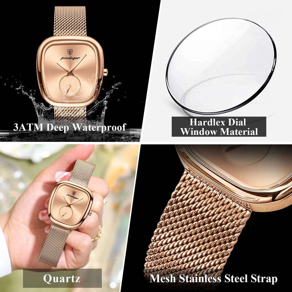 POEDAGAR Top Elegant Fashion Woman Wrist Waterproof Stainless Steel Ladies Women's Quartz es Female Reloj H260228
