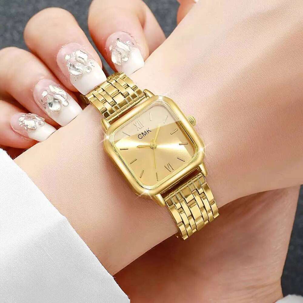 3PCS/Set Fashion Square Women Quartz Ladies Stainless Steel Strap Wristes Girls Clock Reloj MujerWithout Box H260228