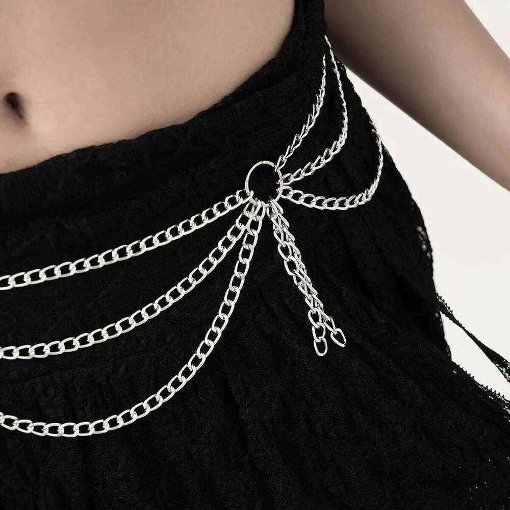 IngeSight.Z HipHop Punk Multilayer Silver Color Tassel Chain Waist Belt Women Trend Metal Waistband Clothing Jewelry Accessories H260228