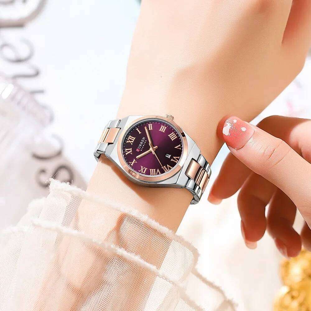 CURREN Women,es for Women,Ladies es,Waterproof Fashion Dress Stainless Steel Analog es Date H260228