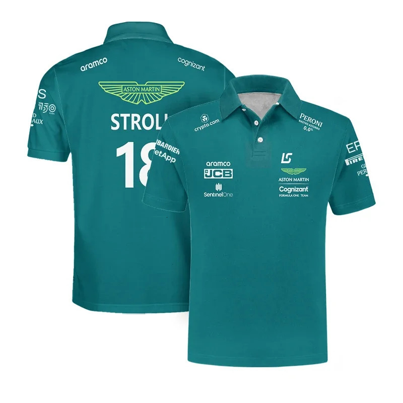 Aston Martin Summer Mens Polo Shirt Alonso 14 Oversized Breathable Racing Car Wear 260226
